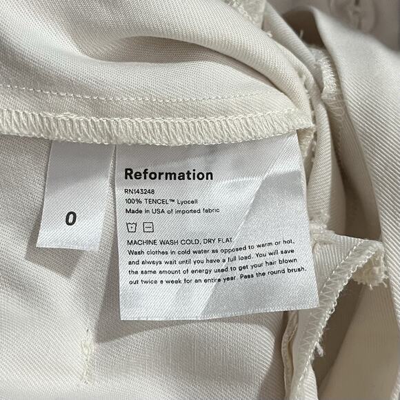 Reformation Avalon Pleated Paper Bag Pants Size 0 White High Waist Tie Ankle‎ - Picture 8 of 9